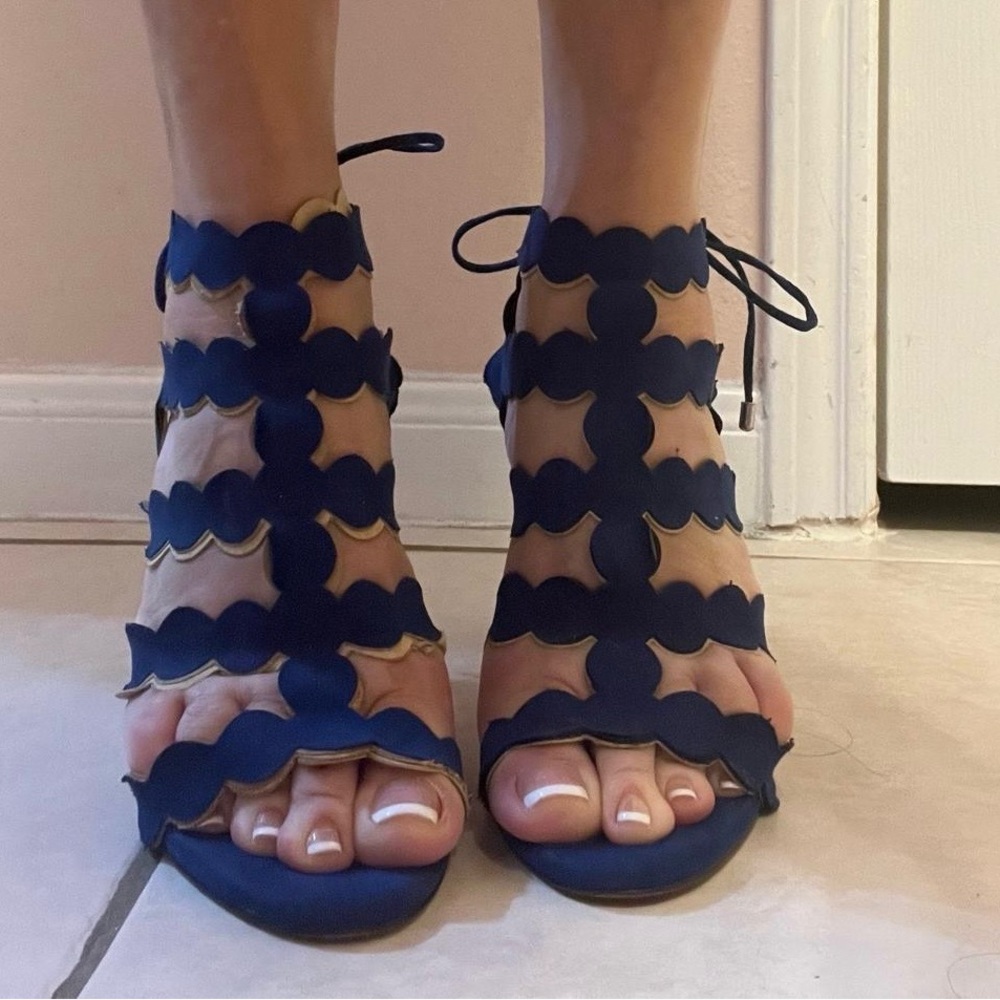 Elegant Blue Scalloped Women's Sandals (27 o 31)